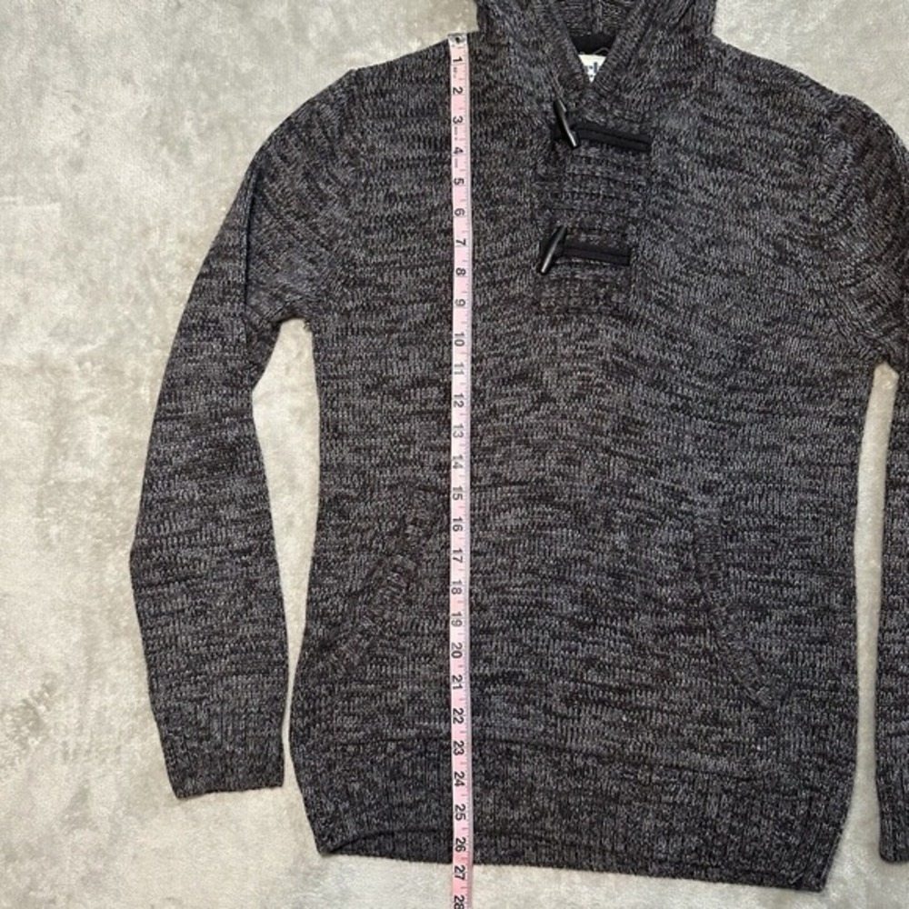 Urban Pipeline Gray Knit Toggle Hoodie Mens Size S Pullover Preppy Dark Academia - Picture 6 of 12